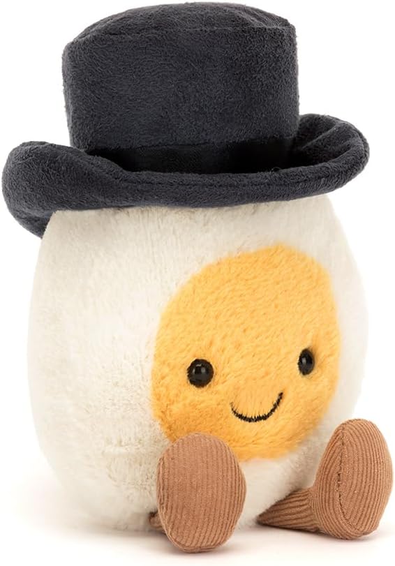 Jellycat Amuseables Boiled Egg Groom Stuffed Toy, 5.5 inches - Food Plush - Fun Wedding & Engagement Gift