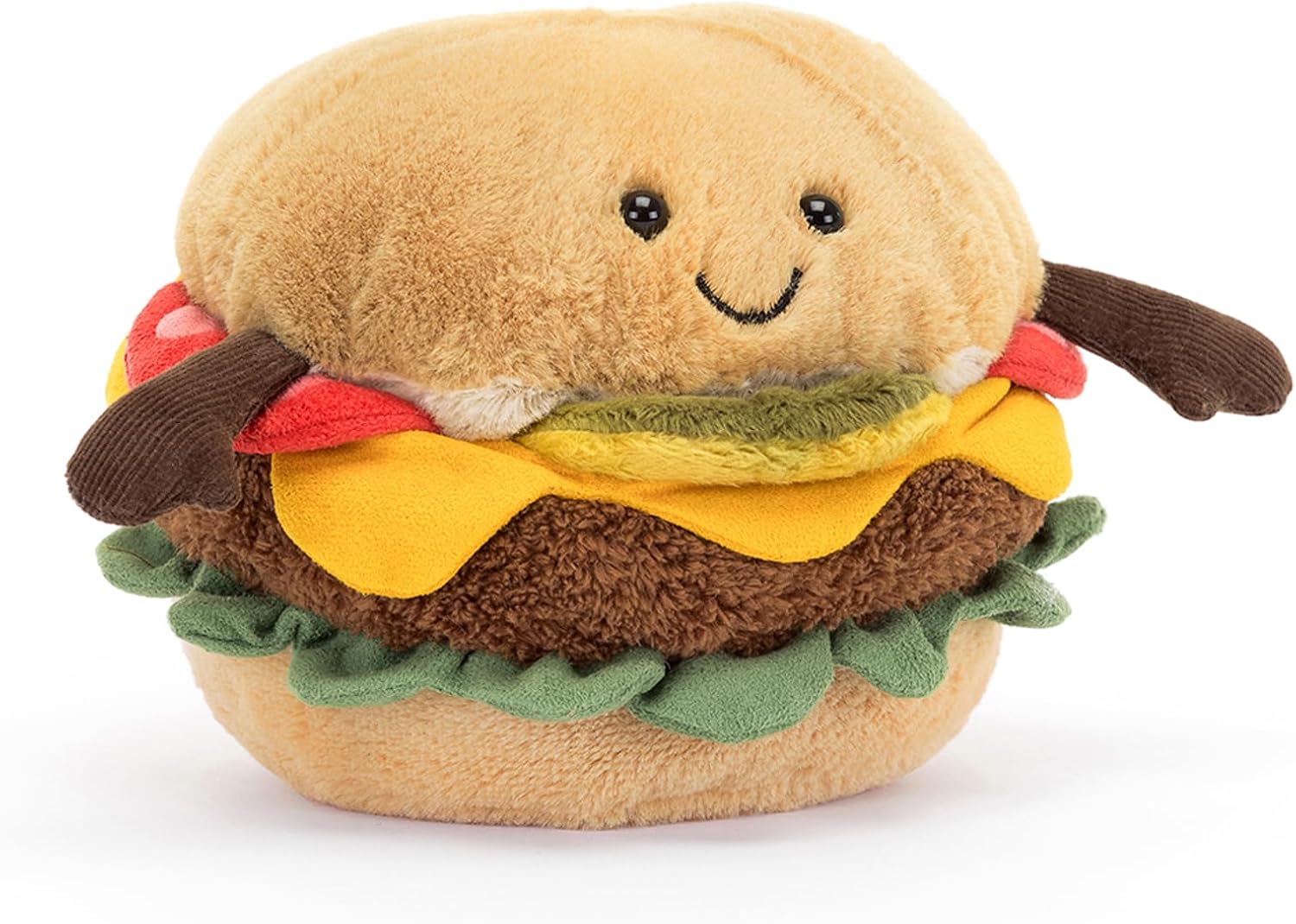 Jellycat Amuseables Burger Stuffed Toy, 4.5 inches - Food Plush - Fun Gift Idea