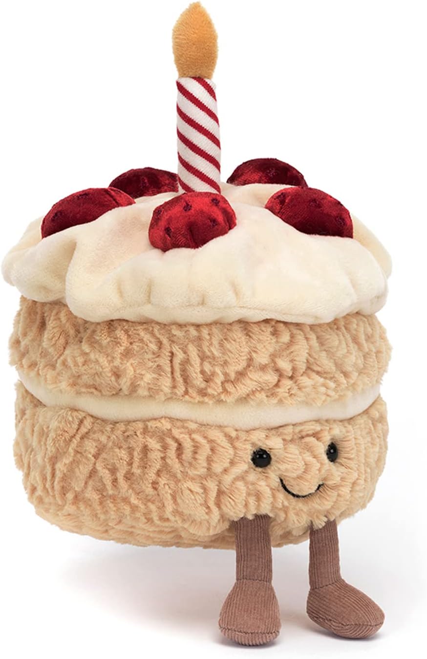 Jellycat Amuseables Birthday Cake Stuffed Toy, 6 inches | Dessert Plush | Birthday Gift