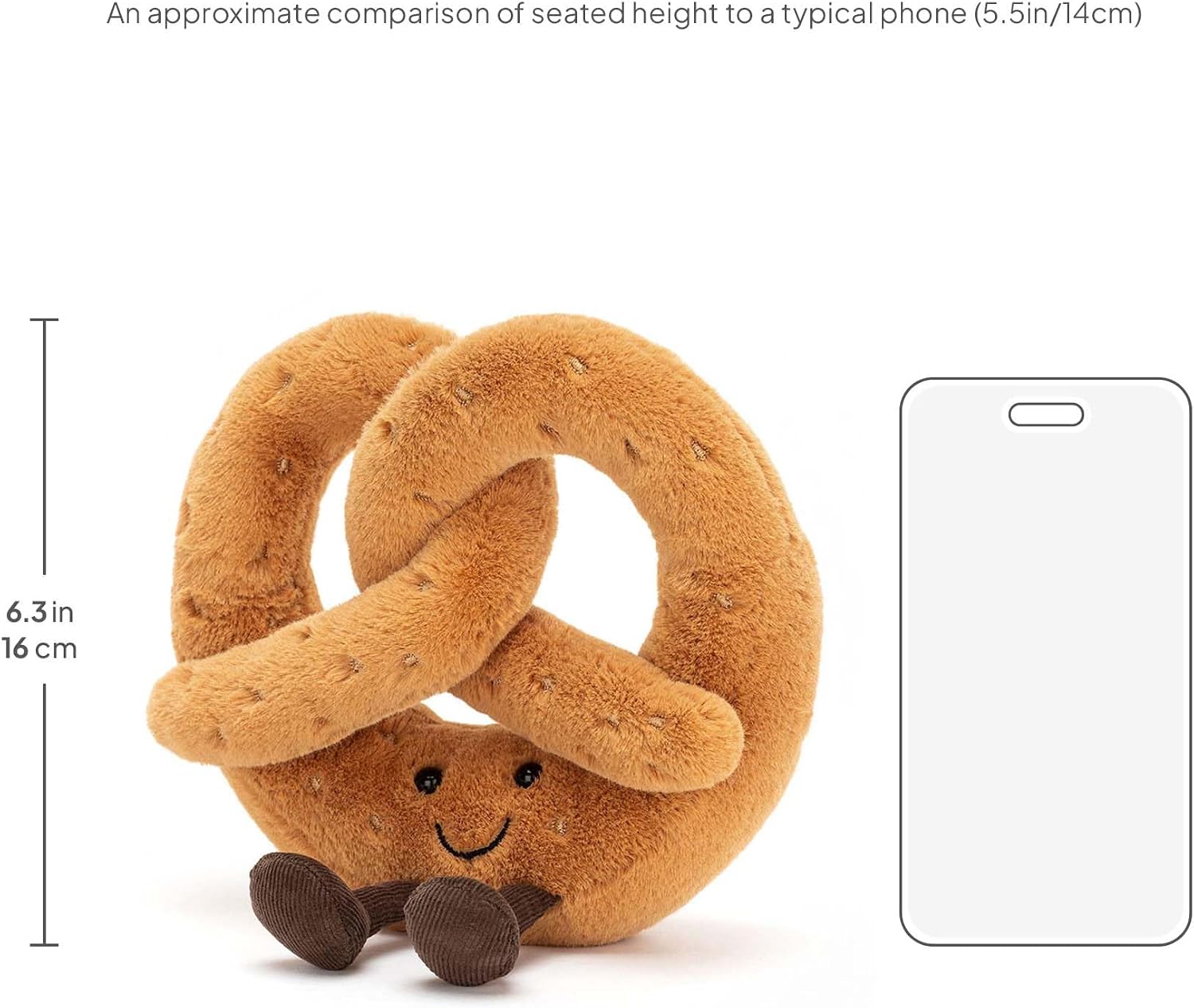 Jellycat Amuseables Pretzel Stuffed Toy, 7 inches - Food Plush - Fun Gift Idea