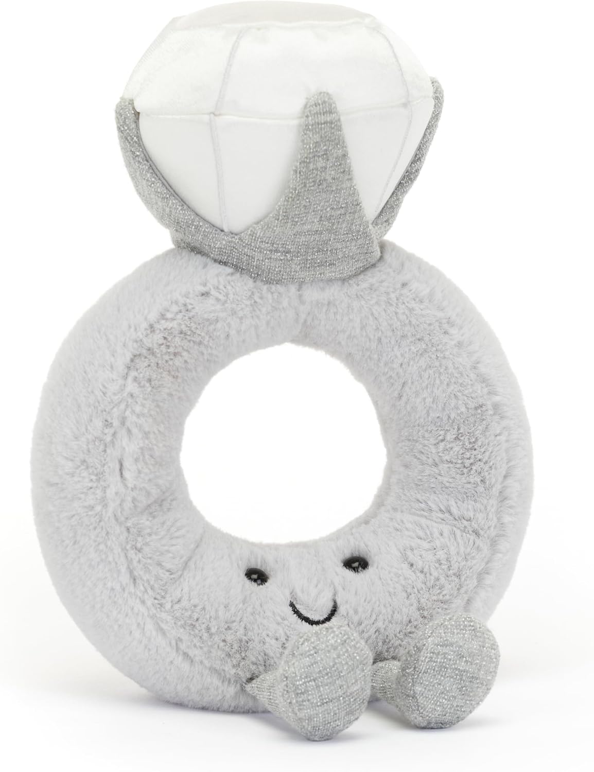 Jellycat Amuseables Diamond Ring Stuffed Toy, 8 inches - Wedding Ring Plush - Engagement and Wedding Gift