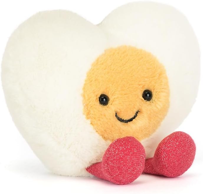 Jellycat Amuseables Heart Boiled Egg Plush, 3 Inch Sitting Height