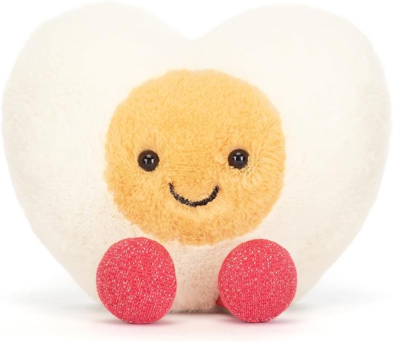 Jellycat Amuseables Heart Boiled Egg Plush, 3 Inch Sitting Height