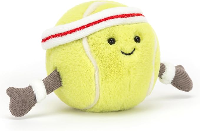 Jellycat Amuseables Tennis Ball Stuffed Toy, 3.5 inches - Tennis Ball Plush for Sports Fans