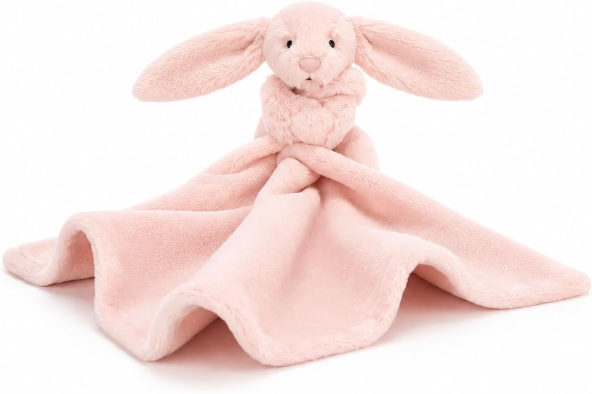 Jellycat Bashful Blush Bunny Soother, 13.5" | Security Blanket & Lovey for Babies | Baby Gift