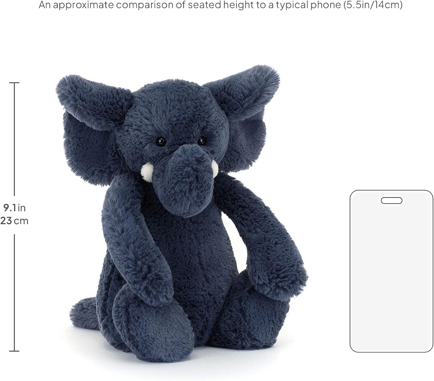Jellycat Bashful Blue Elephant Stuffed Animal, Medium, 12 inches